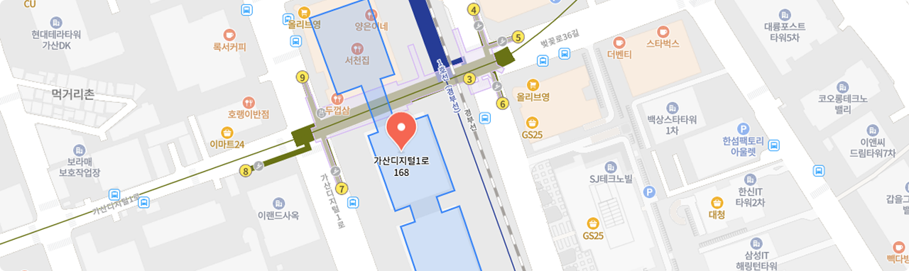 (주)에이아이웹 위치 - 서울특별시 금천구 가산디지털1로 168